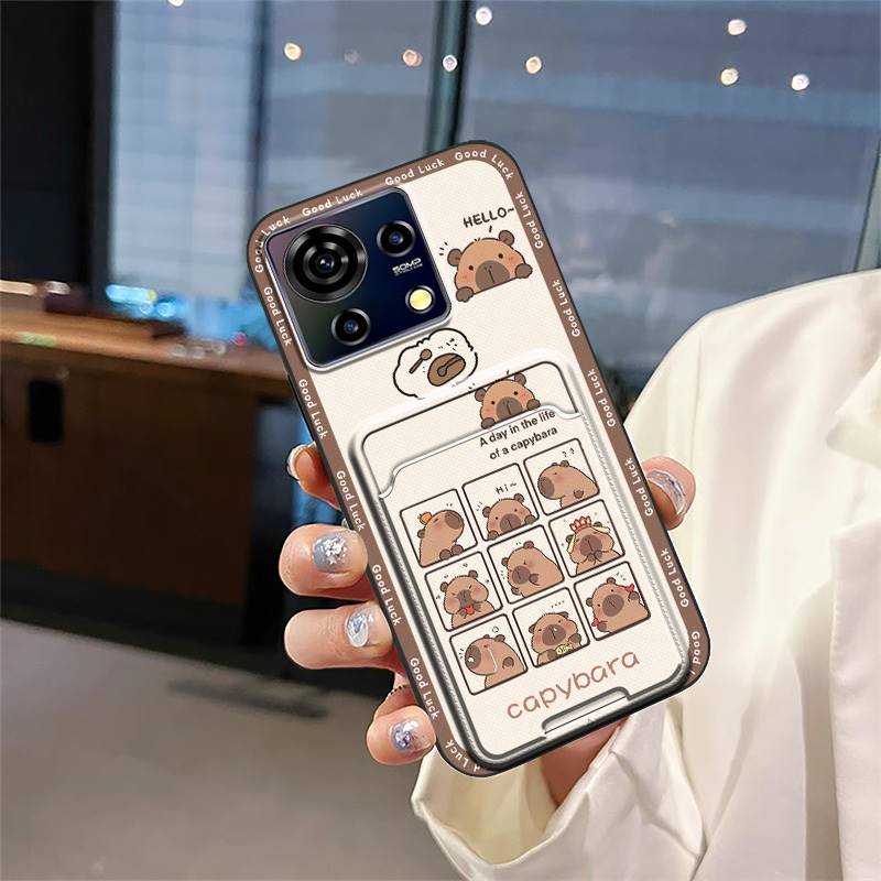 Card slot TPU Phone Case For ZTE Blade V50 Vita Waterproof protective Fashion Design Cartoon Cute Anti-knock Soft case