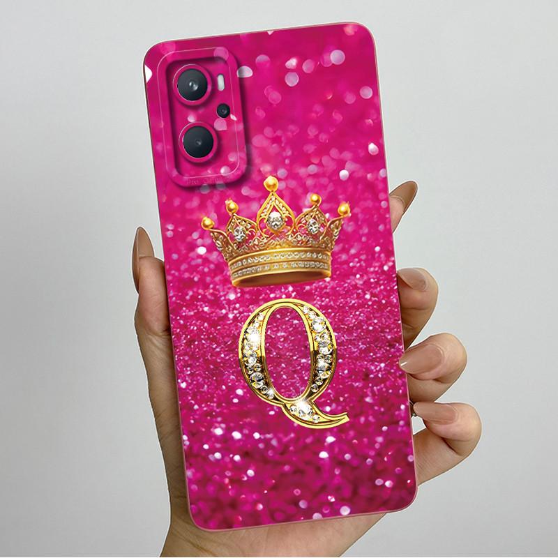 For Realme 9i 4G RMX3491 / Oppo A96 CPH2333 Fashion Initial Letter Couple Phone Case Soft Silicone TPU Lens Protective Casing