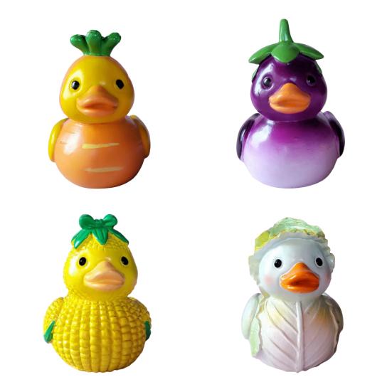 Vegetable Duck Statue Cartoon Corn Carrot Eggplant Cabbage Duck Resin Figurine Home Office Desktop Decoration Ornament