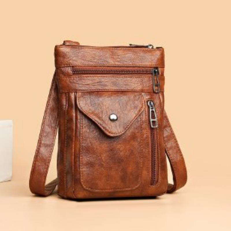 Women Crossbody Bag New Texture Shoulder Bag Phone Bag Soft Leather Chic Euro-American Style Mature Fashion Vintage Small Bag