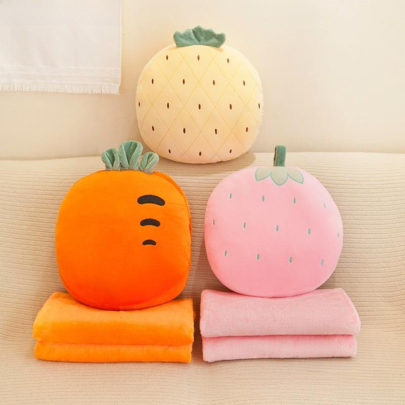 Frucht-Plüschkissen mit warmer Decke für Sommerentspannung und Bürositzkomfort