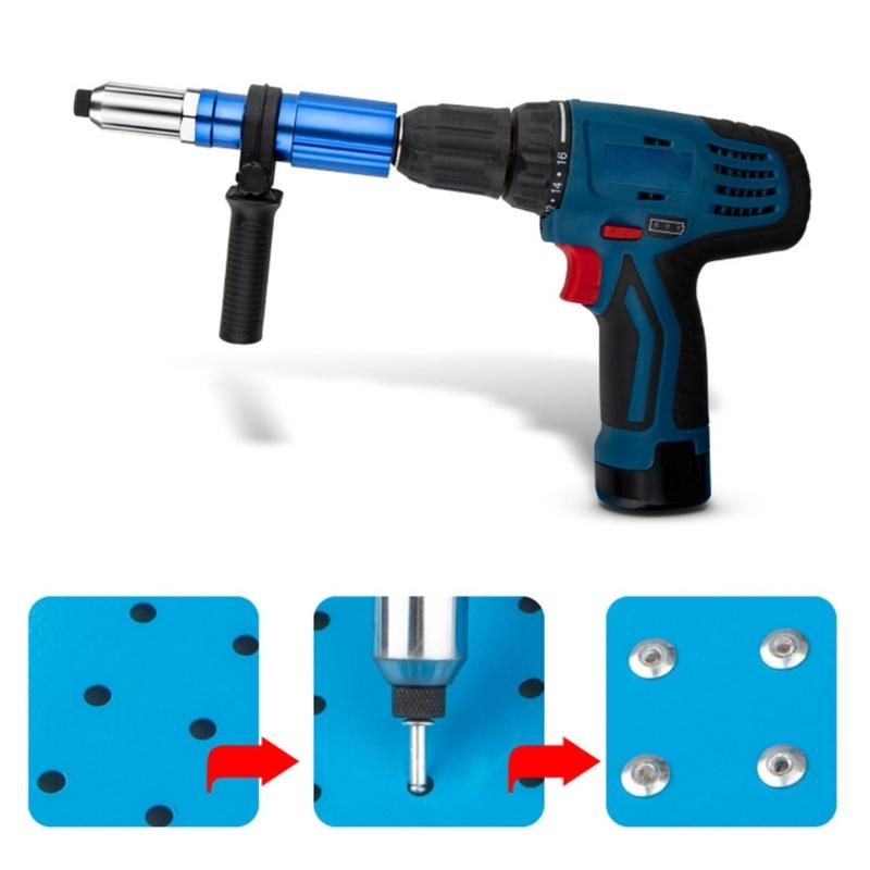 Compact Electric Rivet Guns Adapter For Drill With Lightweight Alloy Design And Hex Shank For Metalworking