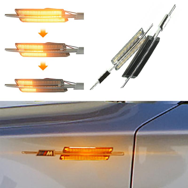 2X LED Dynamic Turn Signal Sequential Indicator Light Superior Quality Side Marker For BMW E90 E46 E60 E91 E82 E93 E83 X3 X1