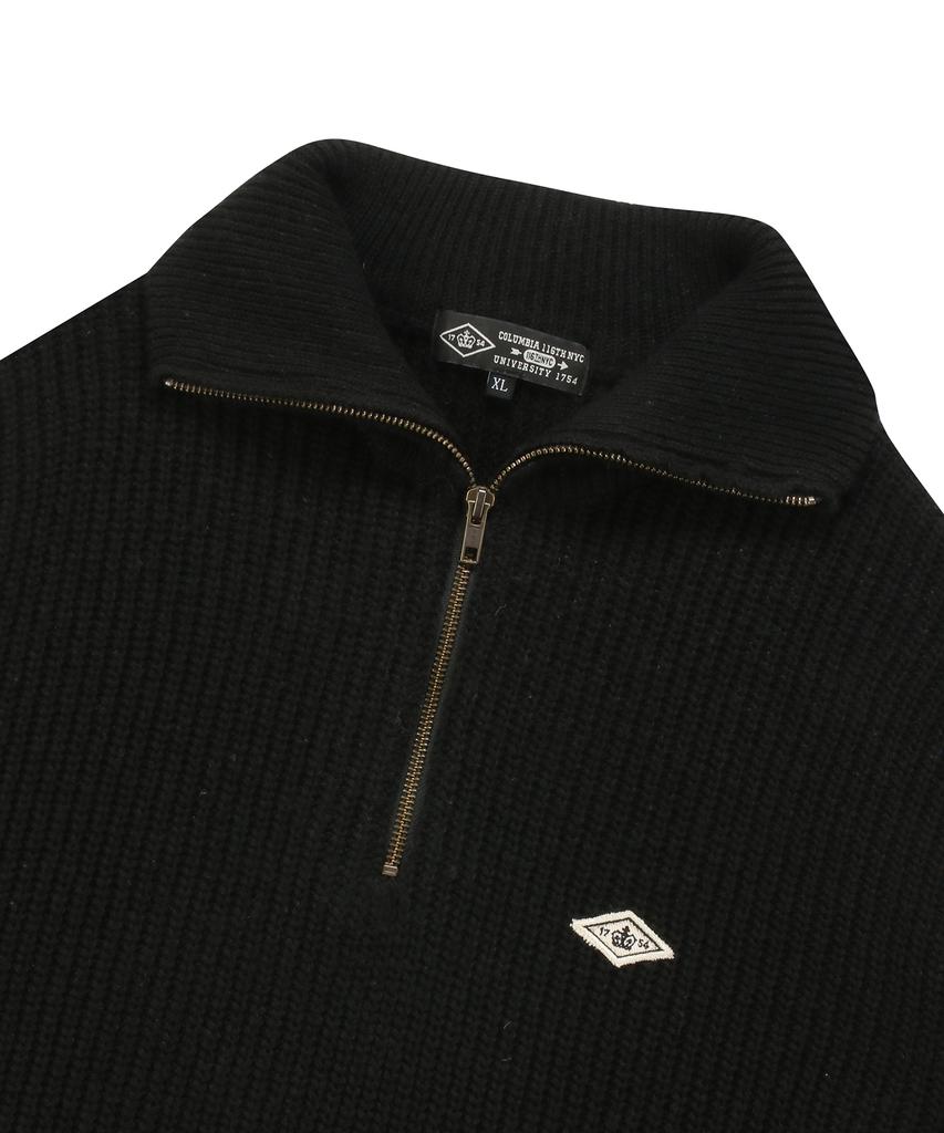 COLUMBIA UNIVERSITY 1754 Crown Overfit Half Zip-Up Sweater Black