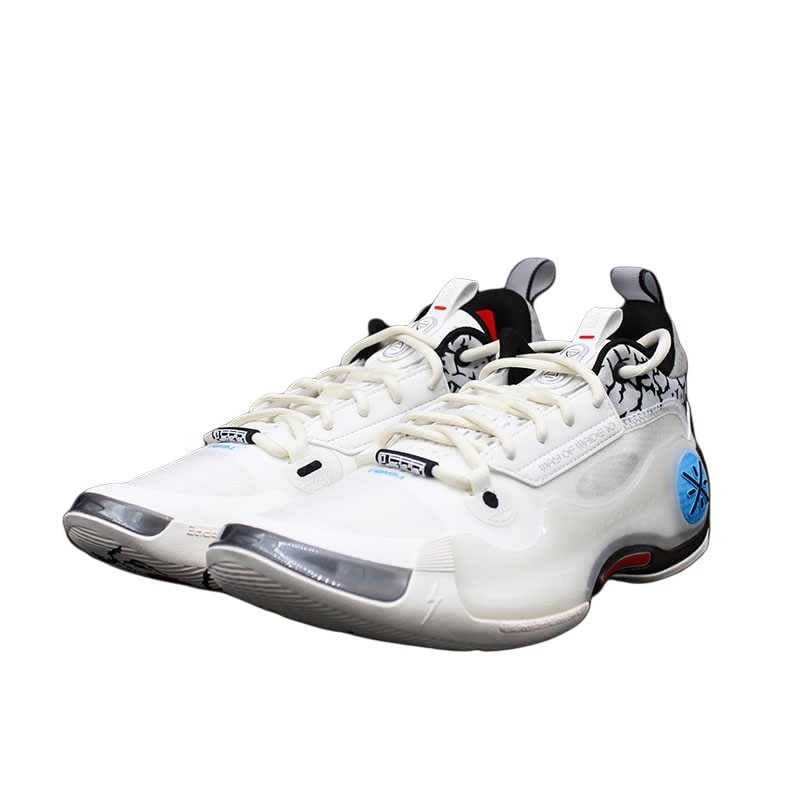 Li Ning Slip Resistant Abrasion Resistant Low top Basketball Shoes Men's White Black Blue ABAS083-18