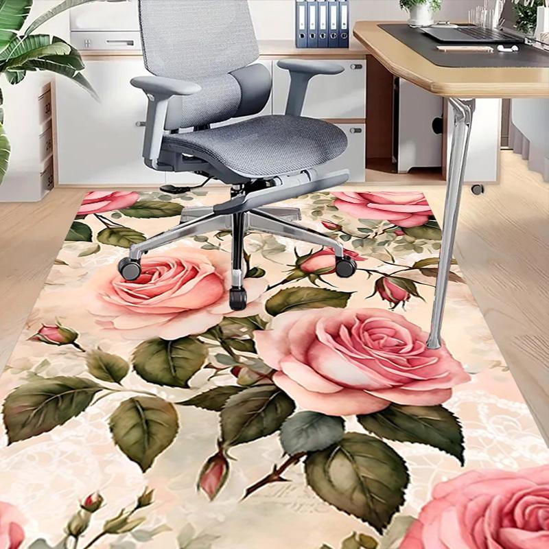 1PC Rose Lace Extra Large Non Slip Floor Carpet, Office, Family, Bedroom, Studio Large Area Rug Indoor Rugs, Vibrant Colors
