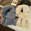 Korean Version Solid Color Versatile Autumn and Winter New Wool Couple Student Small Scarf Cute Knitted Warm Scarf