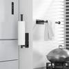 Paper Towel Holder Under Cabinet, Wall Mount Paper Towel Holder for Kitchen, Adhesive Paper Towel Roll Rack for Bathroom Towel, Black Towel Holder