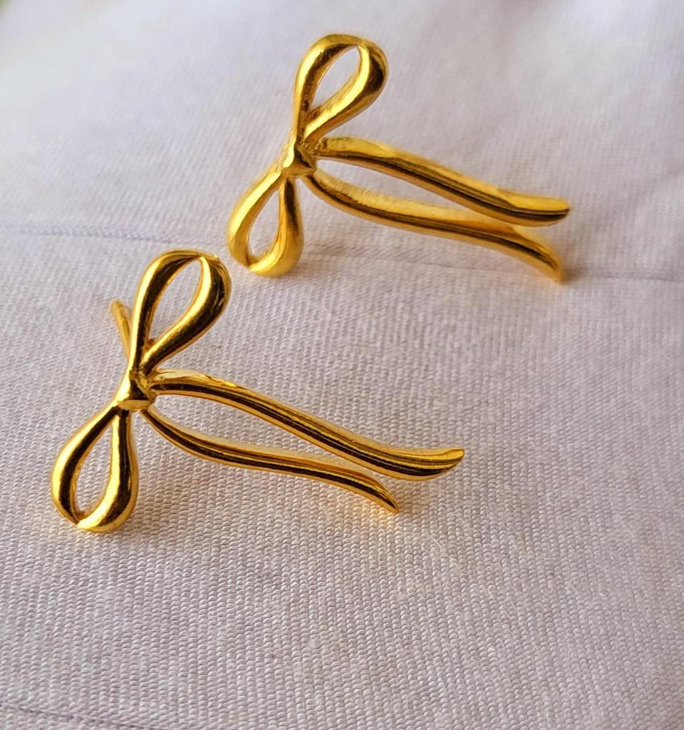 Boucles d'oreilles en argent sterling 925 plaqué or avec nœud naturel, cadeau pour elle A 69