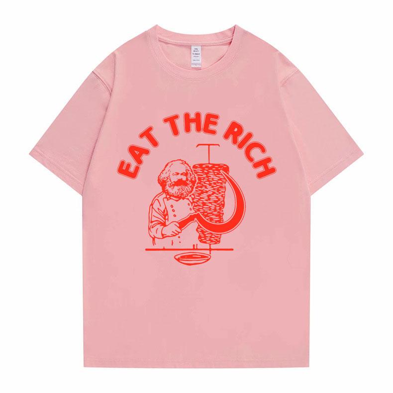 New Funny Men Women Casual Harajuku Tshirt Eat The Rich Doner D%C3%B6ner Kebab Karl Marx Socialist Hasan Piker Graphic T-shirts