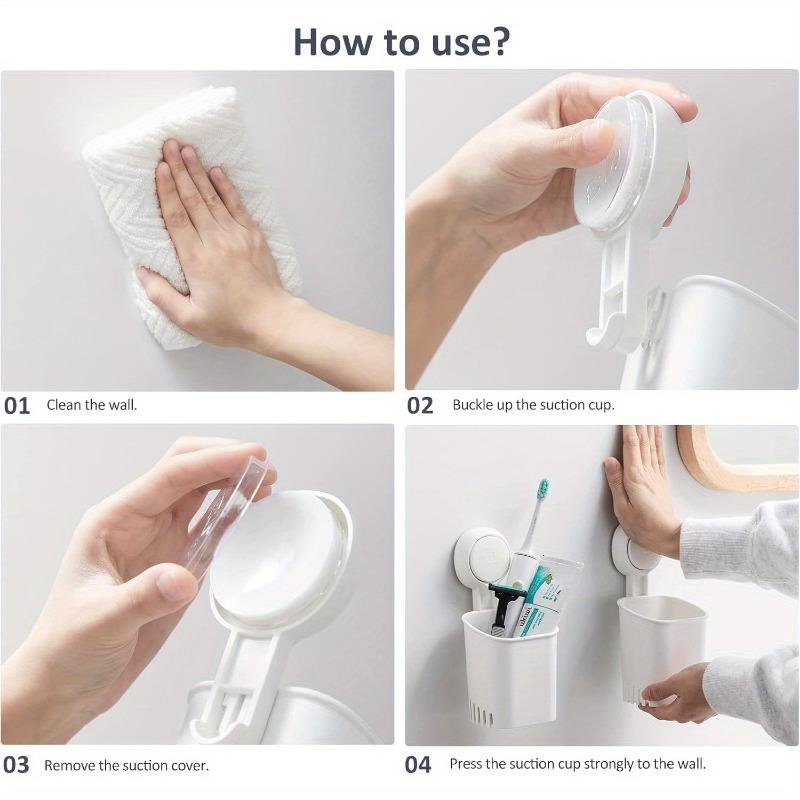 1PC Suction Cup Toothbrush Holder, Strong Toothpaste Toothbrush Suction Cup, Self-draining Shower Razor Holder, Kitchen Cutlery Rack