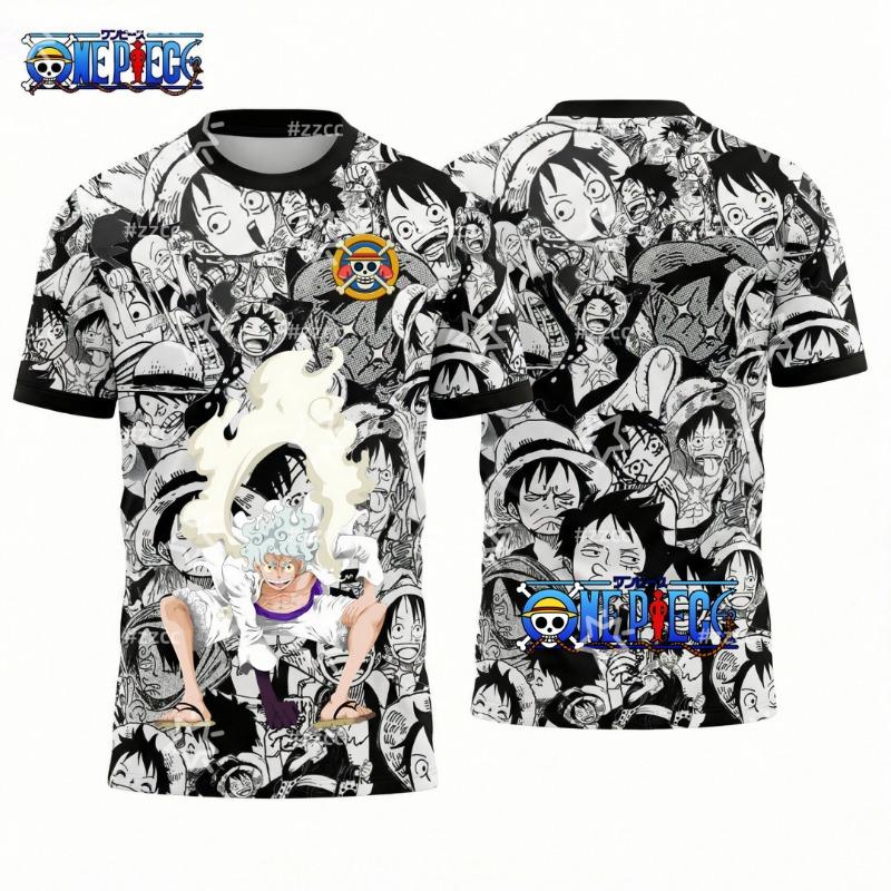 One Piece's Monkey D. Luffy grafik T-shirt Japansk anime Fotbollströja Sport Torr Snabbtorkande Herr T-shirt Barnkläder T-shirt
