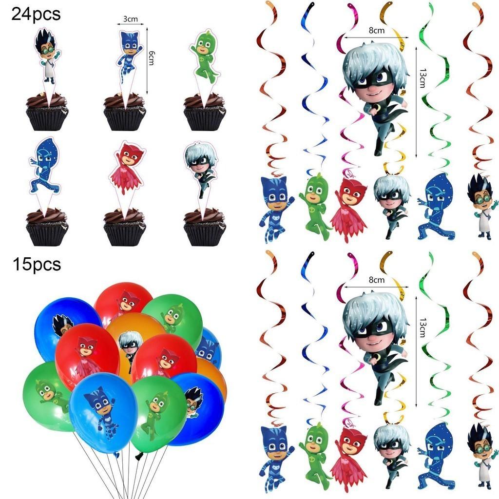 PJ Masks Mottoparty Zubehör mit fröhlicher Dekoration und festlichem Geschirr