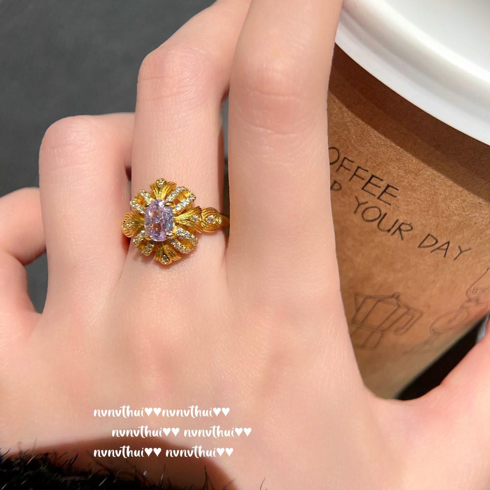 Austria Bauhinia Gemstone Earrings & Filigree Zircon Necklace Set