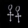 Luxury-style Diamond-encrusted Cross-shaped Earrings for Women, Dazzling and Fashionable Cross-shaped Ear Ring Design.
