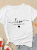 (Aziatische maat) Dames T-shirt Liefde Trend Schattig Zoet Jaren 90 Korte Mouw Tee Top Kleding Mode Print Dame Casual Vrouwelijke Grafische T-shirts