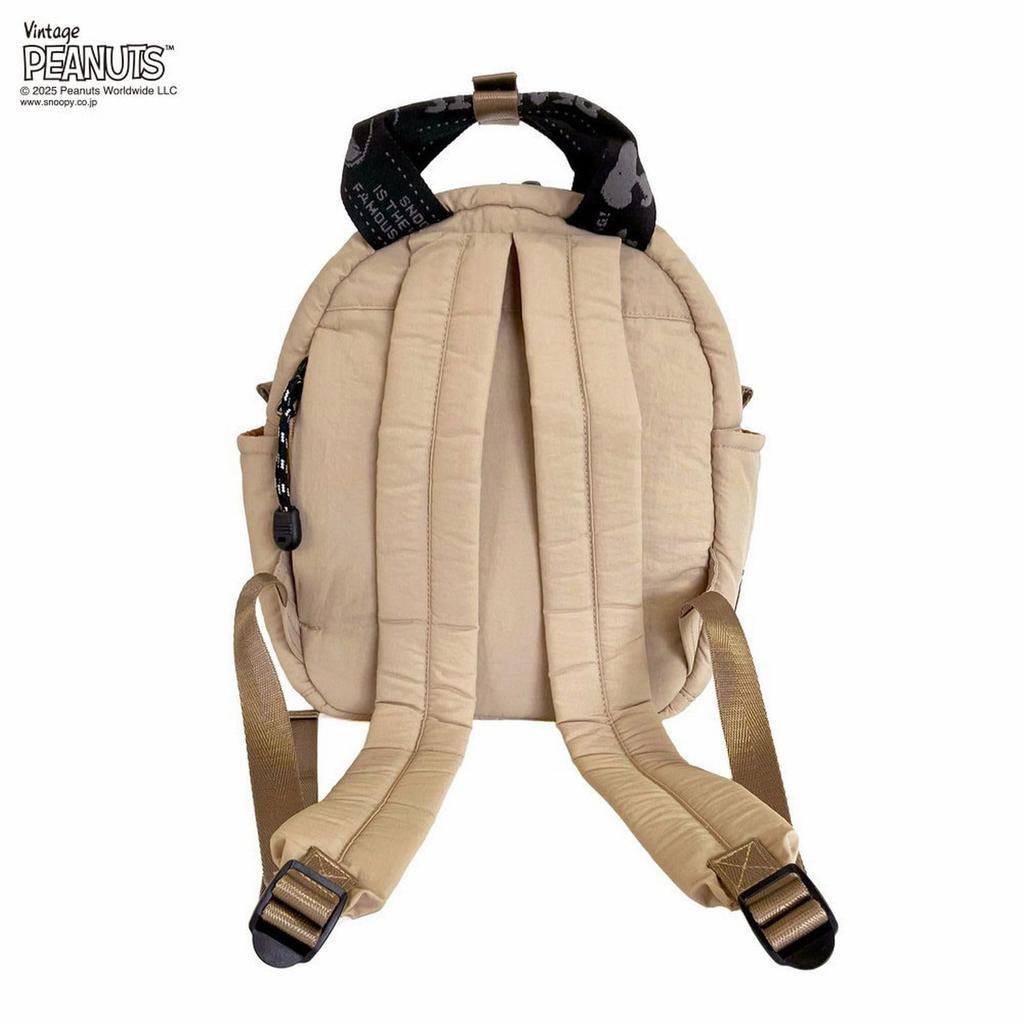 Snoopy Embroidered Fluffy Mini Backpack IP Theoroo Padded 8453 Shiny [Rootote] 2-Way Peanuts-0S (01 Black)