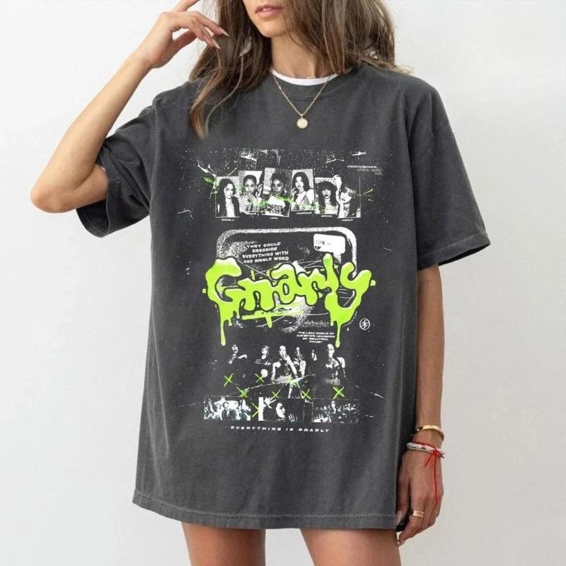 Cotton Street Wear Loose Short Sleeved Top Tshirt Retro Katseye Gnarly Tshirt Suitable For Both Unisex And Unisex Retro Tshirt
