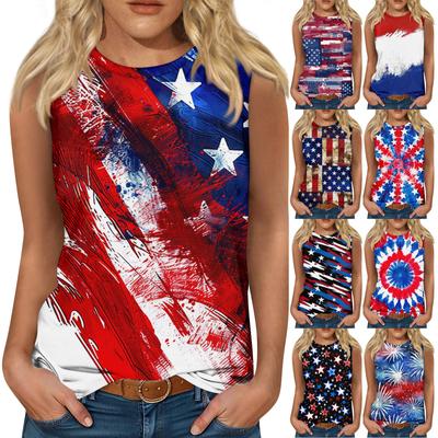 Women's Fashion Summer Round Neck Tank Top Lightweight Sleeveless Print Tank Top