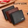 Men's Short Fashion Wallet - Litchi Pattern, Soft, Multiple Card Slots, Large Capacity.