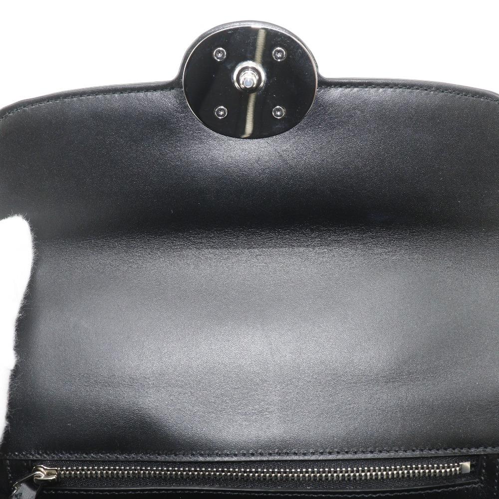 Gucci Bolsa de Ombro Petit GG 739722 Double G 2 Vias Couro Preto Feminina Usada