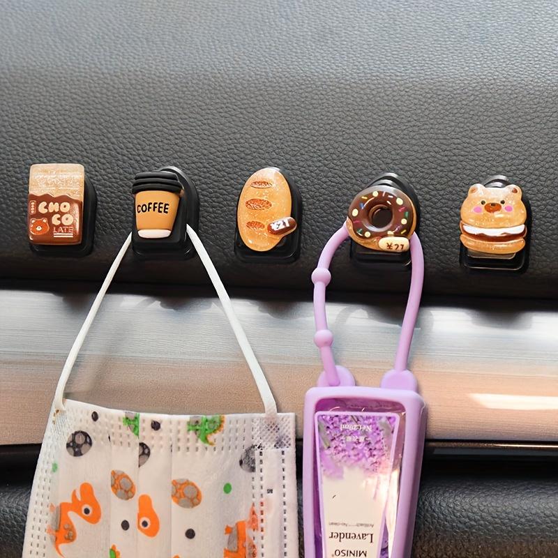 5pcs Cute Teddy Bear Burger Pattern Car Hook, Creative Multifunctional Decoration, Car Hook, Car Seat Backrest Hook