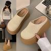 Fashion Muffin Thick-bottomed Bag Head Half Slippers Women's Model 2025 Summer New Model Outer Wear Mesh Breathable Lazy One Pedal