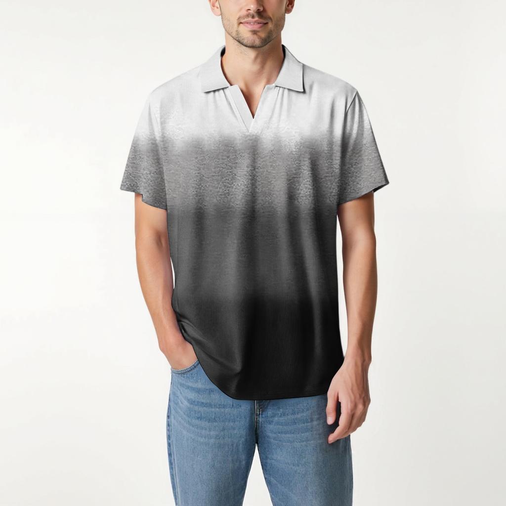 Men's Fashion Printed V-Neck Short Sleeve Top Golf T-Shirt