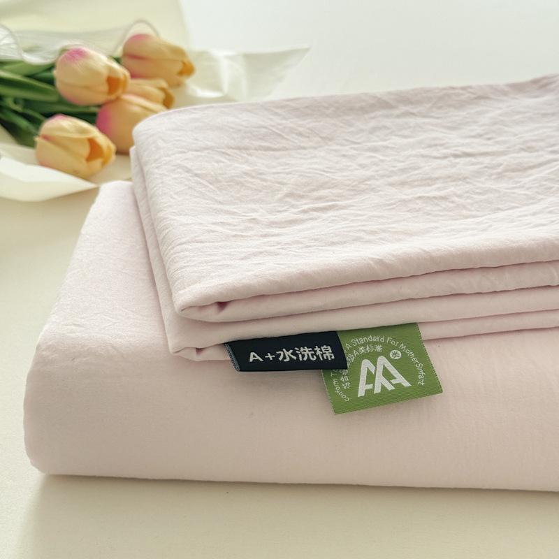 Naked Sleep Water-washed Cotton Bed Sheet Set, Pure Color, Pure Cotton Pillowcase, Bed Sheet