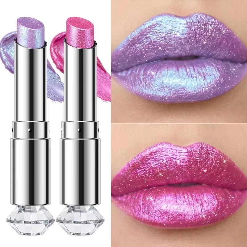 Polarizing Lipstick Starlight Holographic Shimmer Lip Stick Long Lasting Moisturizing Plumping Glitter Metallic Lip Tint Makeup