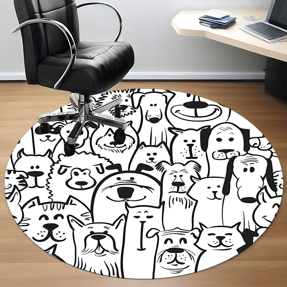 1pc Dog Prints Chair Carpet for Office Non Slip, Lightweight, Machine Washable Rug for Office Holiday Decor