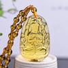 Yellow  Necklace Long Sweater Chain Manjushri Pendant Amitabha Pendant Unisex Gift