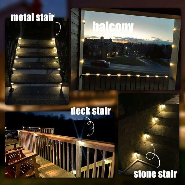Set of 4 Waterproof LED Outdoor Solar Lights for Stairs Steps Fence Yard Patio and Multiple Colors Largeight