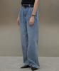 Hauseuobeupondeu Wide Leg Pintuck Denim Jeans_Mid Blue
