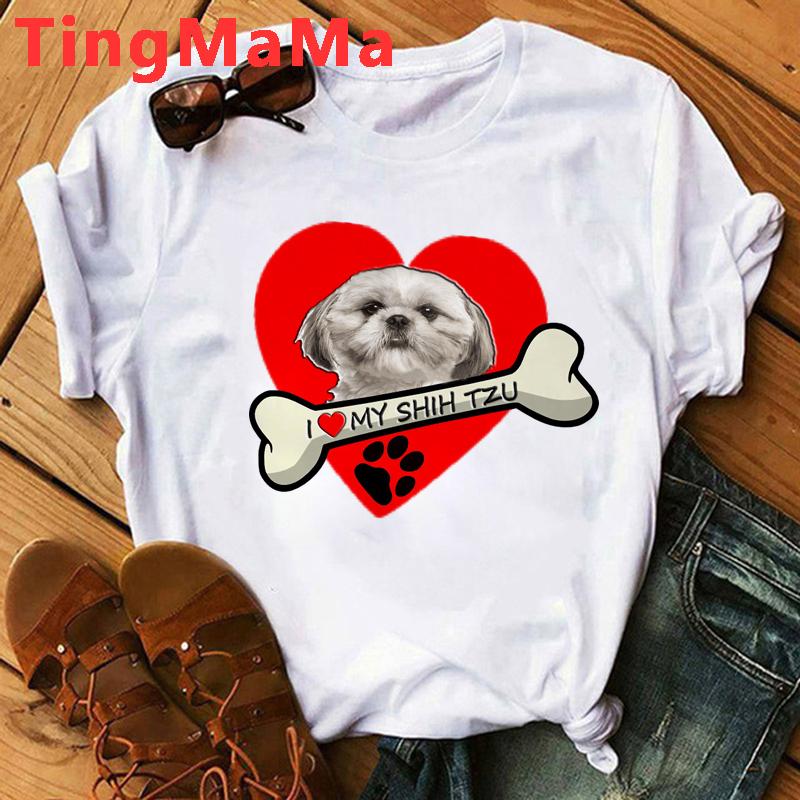 Mom T-shirt Women Harajuku Summer Tops Cartoon Shih Tzu Graphic Tees Kawaii Fashion Unisex Tops