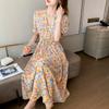 V-hals elegante avond lange feestjurken mode chique bloemen strandjurk casual korte mouw print zomerjurk gewaad 22205