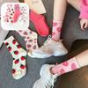 Cute Harajuku Strawberry Love Sweet Socks Middle Tube Breathable Fashion Autumn And Winter Casual Socks