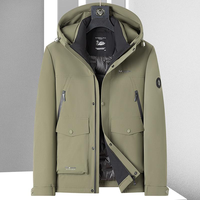 Herbst- und Winter Daunenjacke mit Kapuze Herren Verdickte 90 Weiße Entendaunenjacke Outdoor Daunenjacke