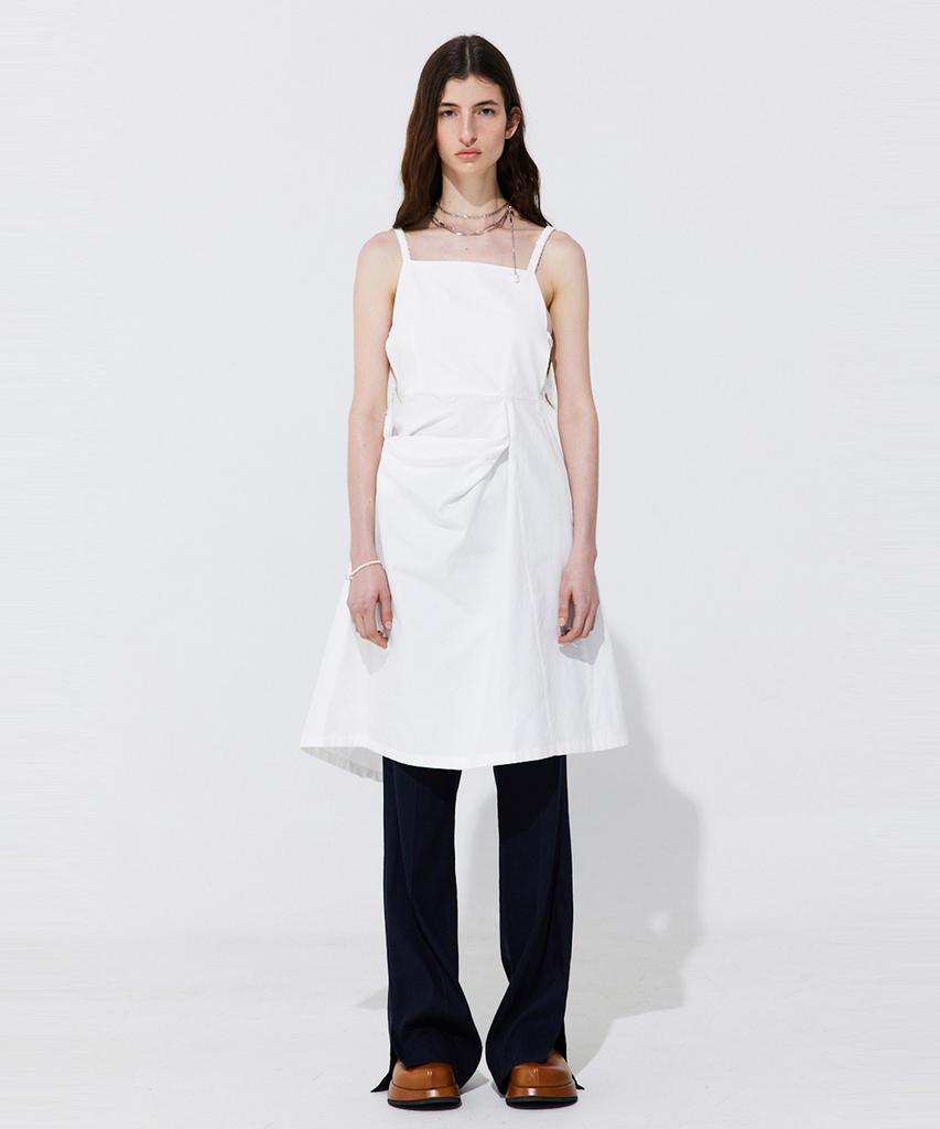 WNDERKAMMER Shirring Back Line Layered Dress_White