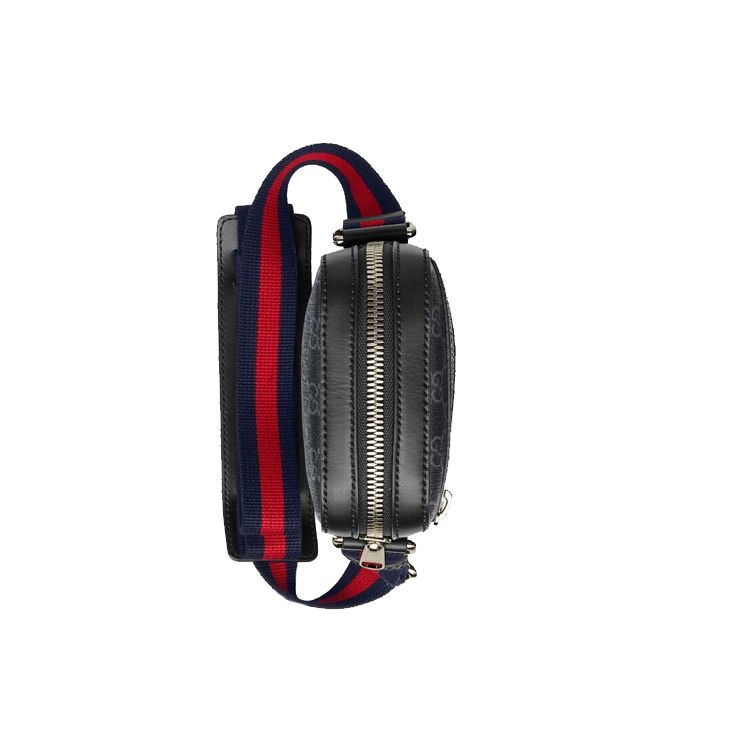 Gucci Vintage Logo Stripe Web Canvas And Leather Messenger Bag Men Messenger Bag Black Gray 598103-K5RLN-1095