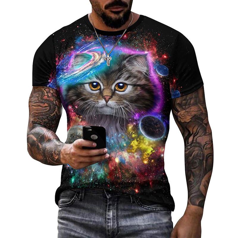3D Printed Colorful Fun Cat and Animal Pattern T-shirt