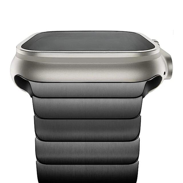 Bracelet Classique de Luxe en Acier Inoxydable Couleur Titane Pour Apple Watch Band Ultra2 49mm 45mm 44mm 42mm 41mm 40mm Maillon IWatch 9 8 7 6 SE 5