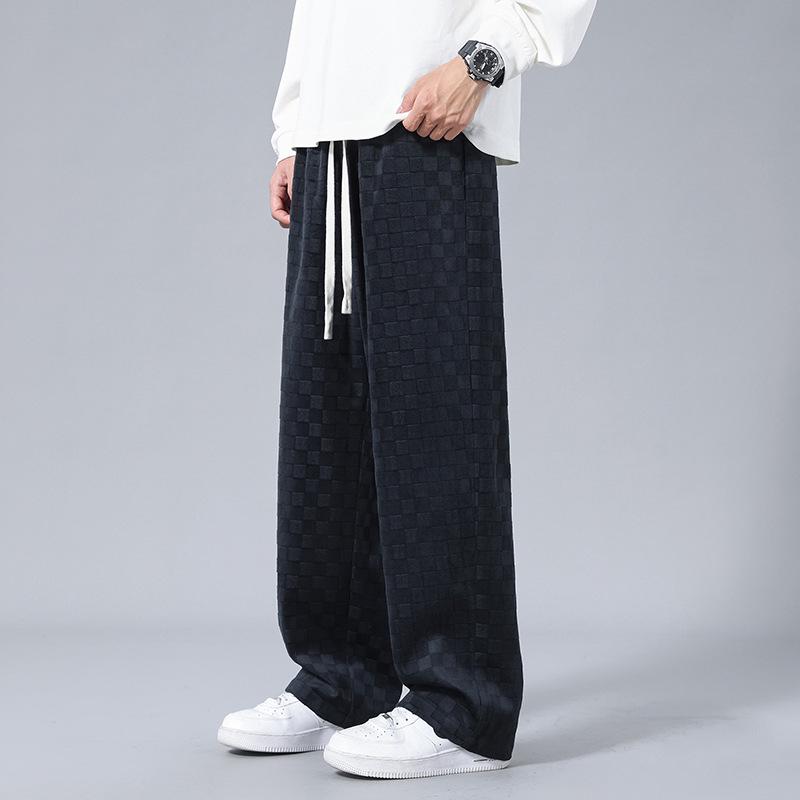Unisex-Cordhose mit Schachbrettmuster und geradem Bein – Retro-Herbststil