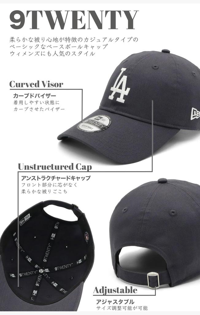 New Era 9TWENTY Long Visor MLB Los Angeles Dodgers Cap LA/Graphite Non-Washed ONSPOTZ Exclusive Low-Profile Cap S/M