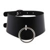 DIEZI Harajuku Black PU Leather Choker Necklace For Women Men Punk Gothic Round Heart Star Statement Pendant Tassel Necklace