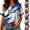 Women's Casual U.S. National Team Printed Football Fans Should Support Short-sleeved Jersey Tops