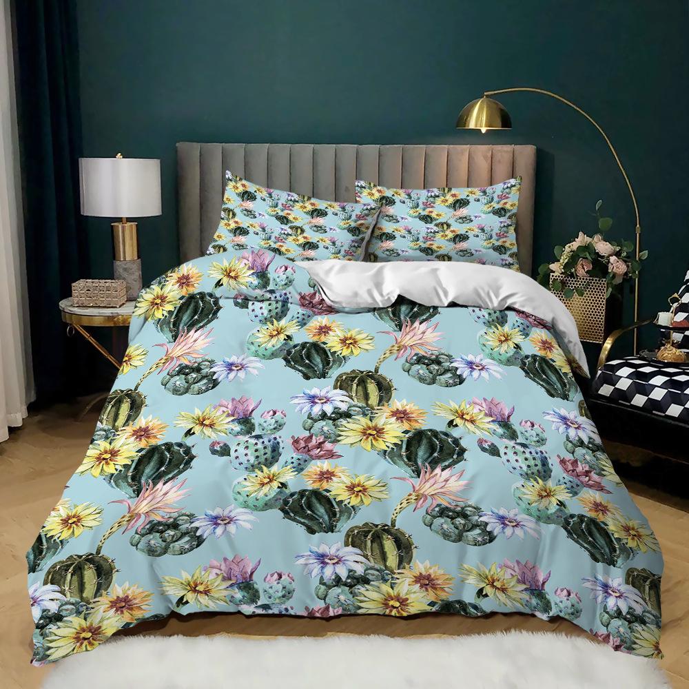 Pastoral Three-Piece Plant Printing Four-Season Kit Quilt Cover