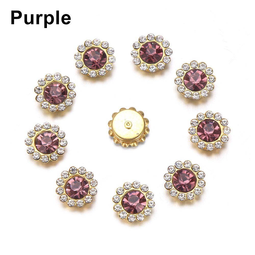 Apparel Sewing Sparkling Flower-shaped Buttons Clothes Decoration Rhinestone Crystal Glass Stone
