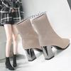 Spring and Autumn New Martin Boots Women's Fashion Casual Booties Wool Short Boots High Heel Ankle Boots Plus Size