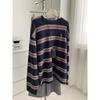 High-End Color Block Stripe Long Sleeve Women's Autumn/Winter Embroidered Warm T-shirt